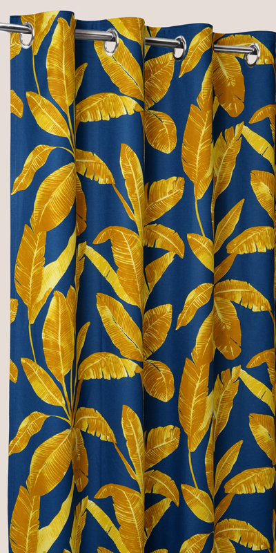 Rideaux à Fleurs Belize Bleu