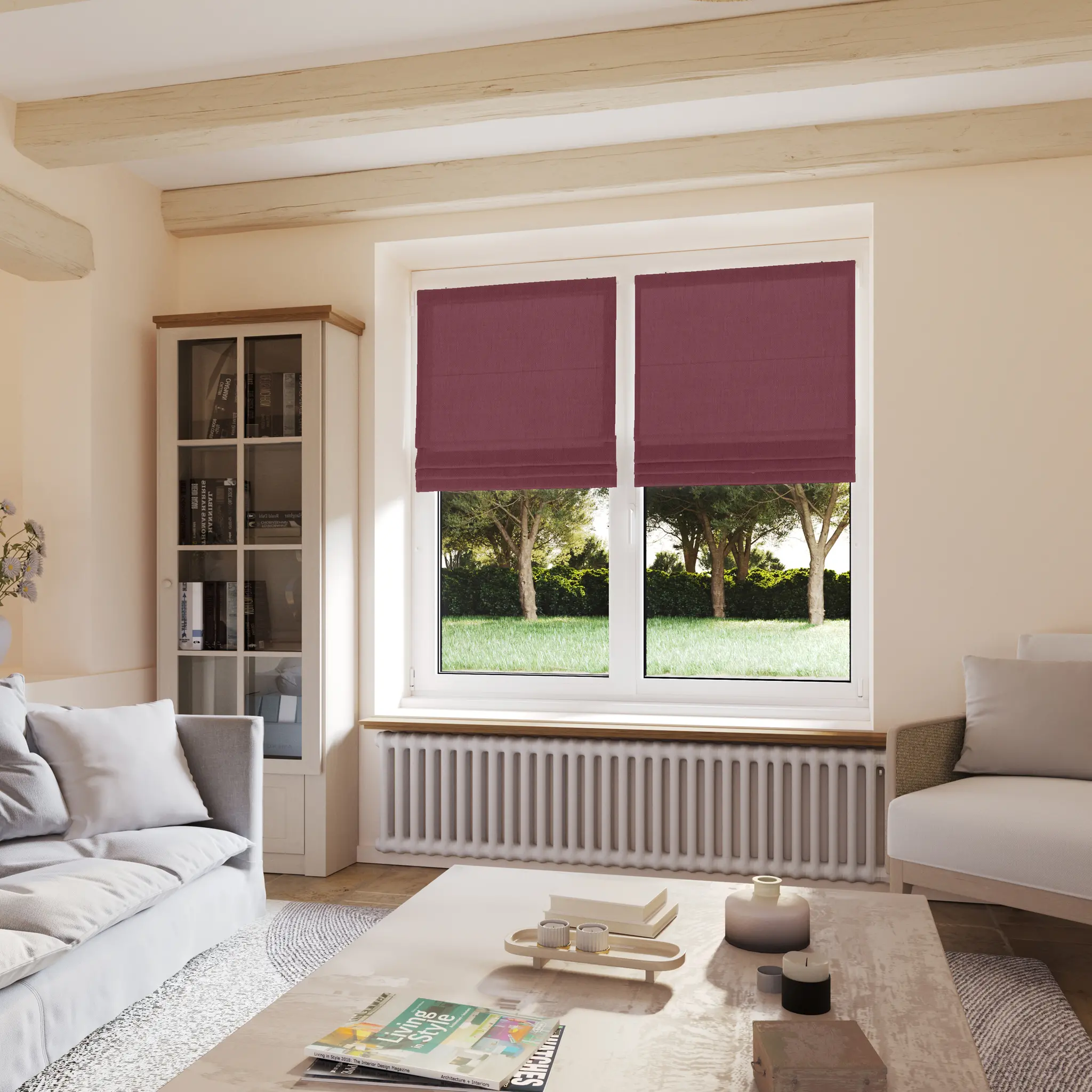 Stores bateaux lin Prune - sur mesure - fabrication française - design épuré - durable et élégant