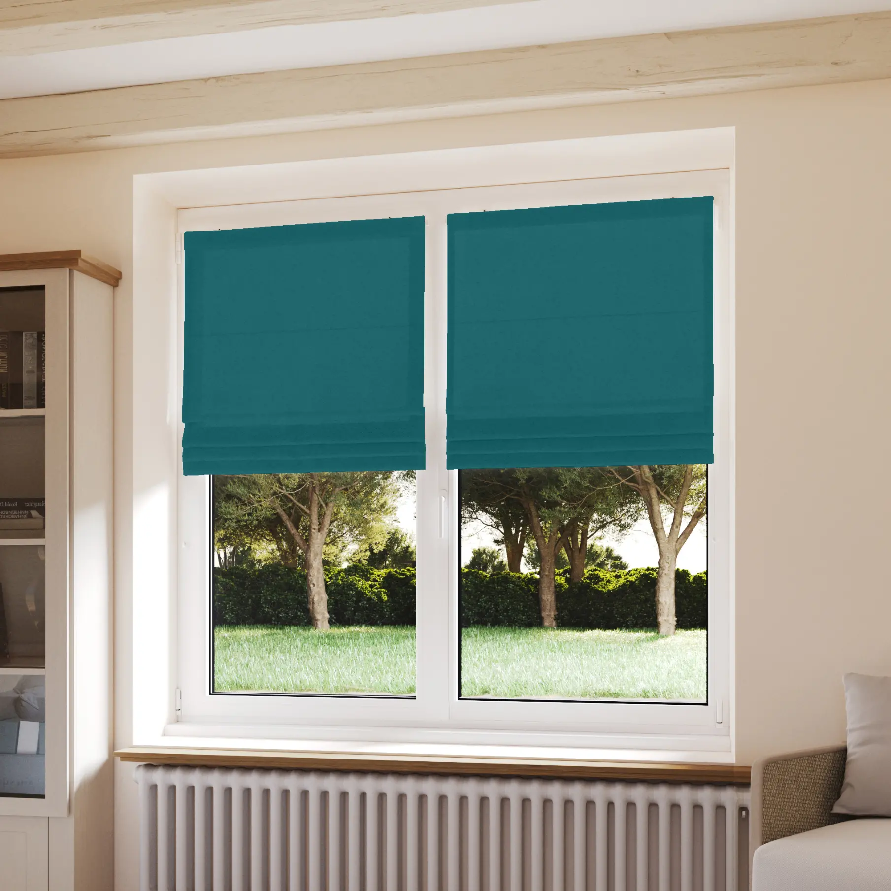 Store Bateau Unis Occultant vert - polyester - sur mesure - design épuré - durable et élégant