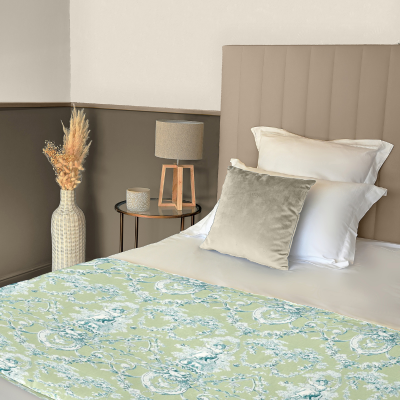 Chemin de Lit Toile de Jouy Vert