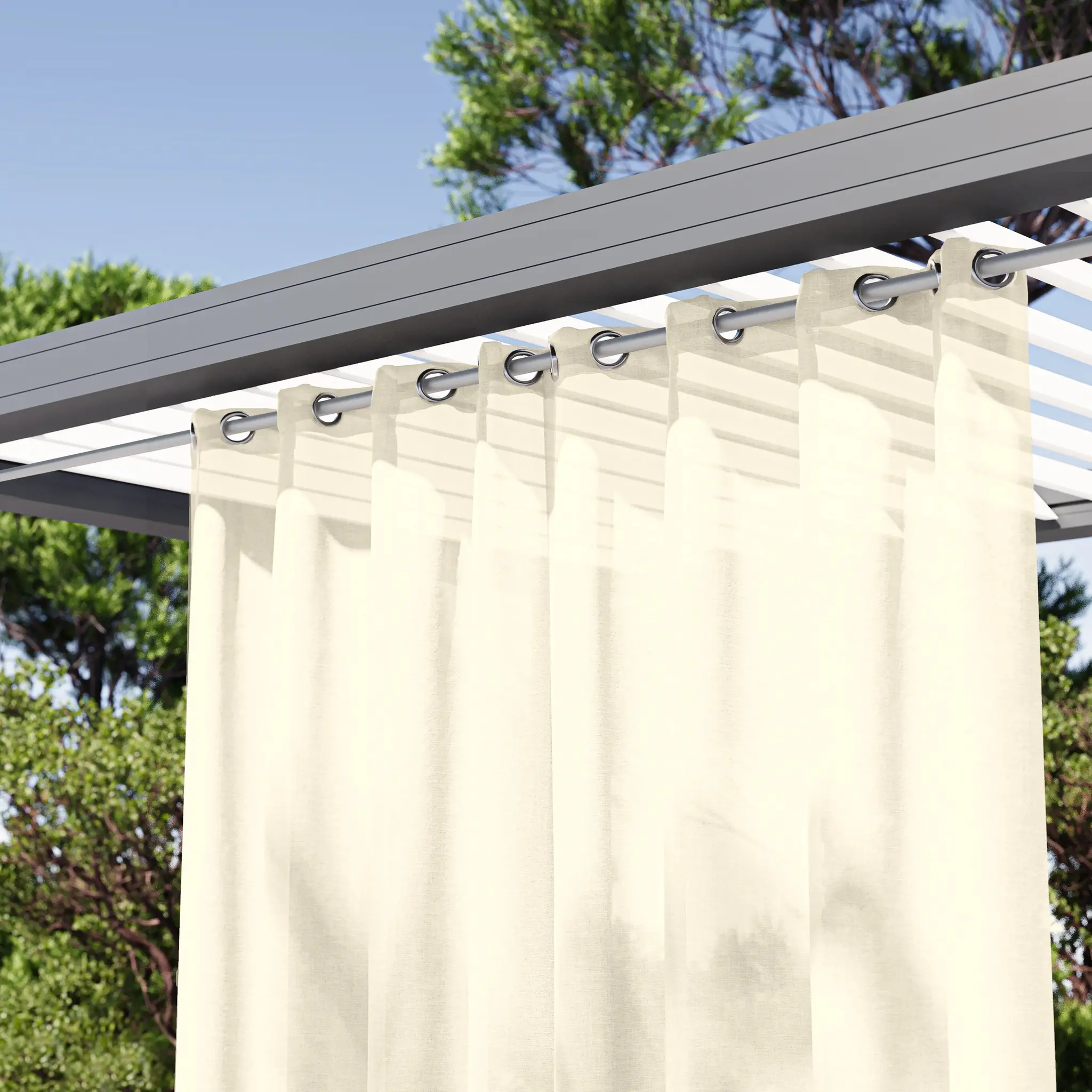 Rideaux extérieur terrasse Blanc cassé