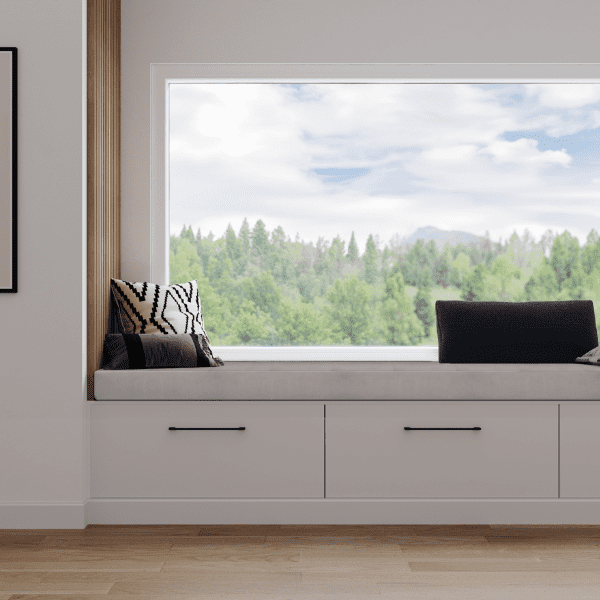 Coussin Banquette Intérieur Gris Perle Velours Passepoil Blanc — vue 3