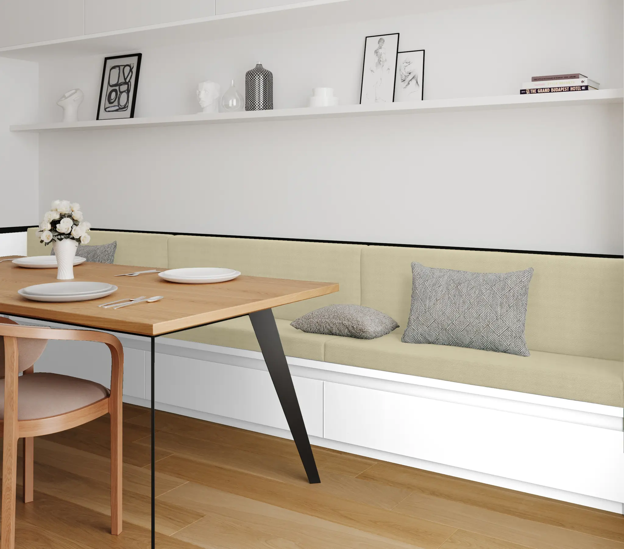Coussin Banquette Intérieur Beige - Tissu Anti Tache Effet Chiné - Confort - Durable et Résistant