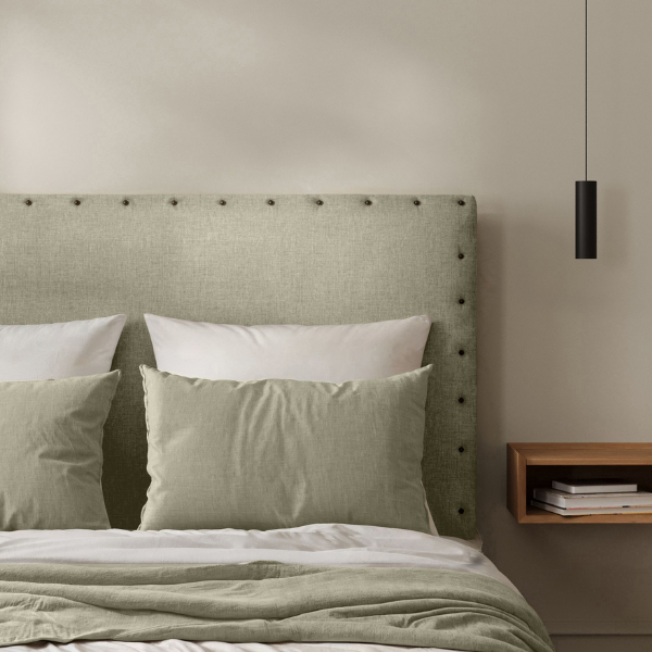 Tête de Lit Cloutée Toile de Jute