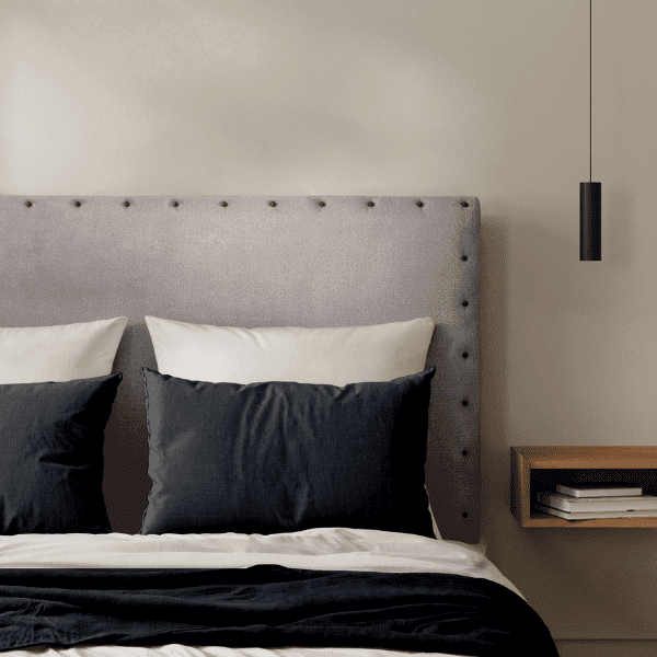 Tête de lit cloutée Velours Gris Perle