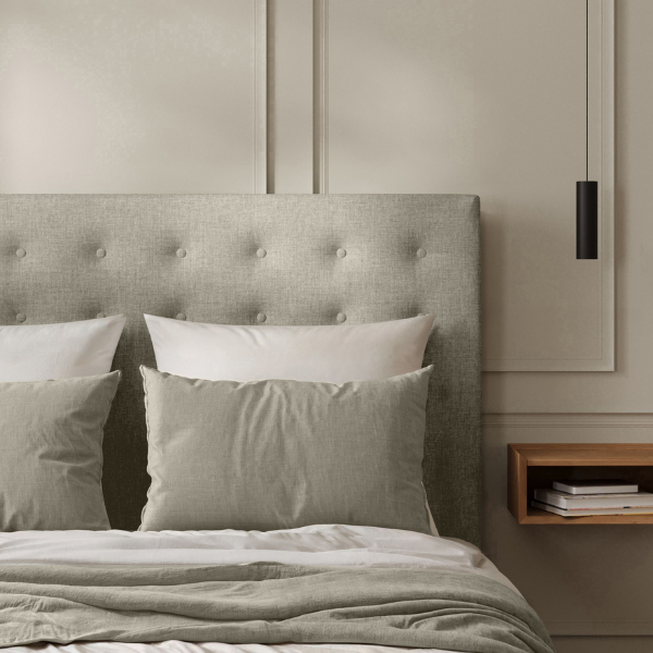 Tête de Lit Capitonnée Toile de Jute Ficelle