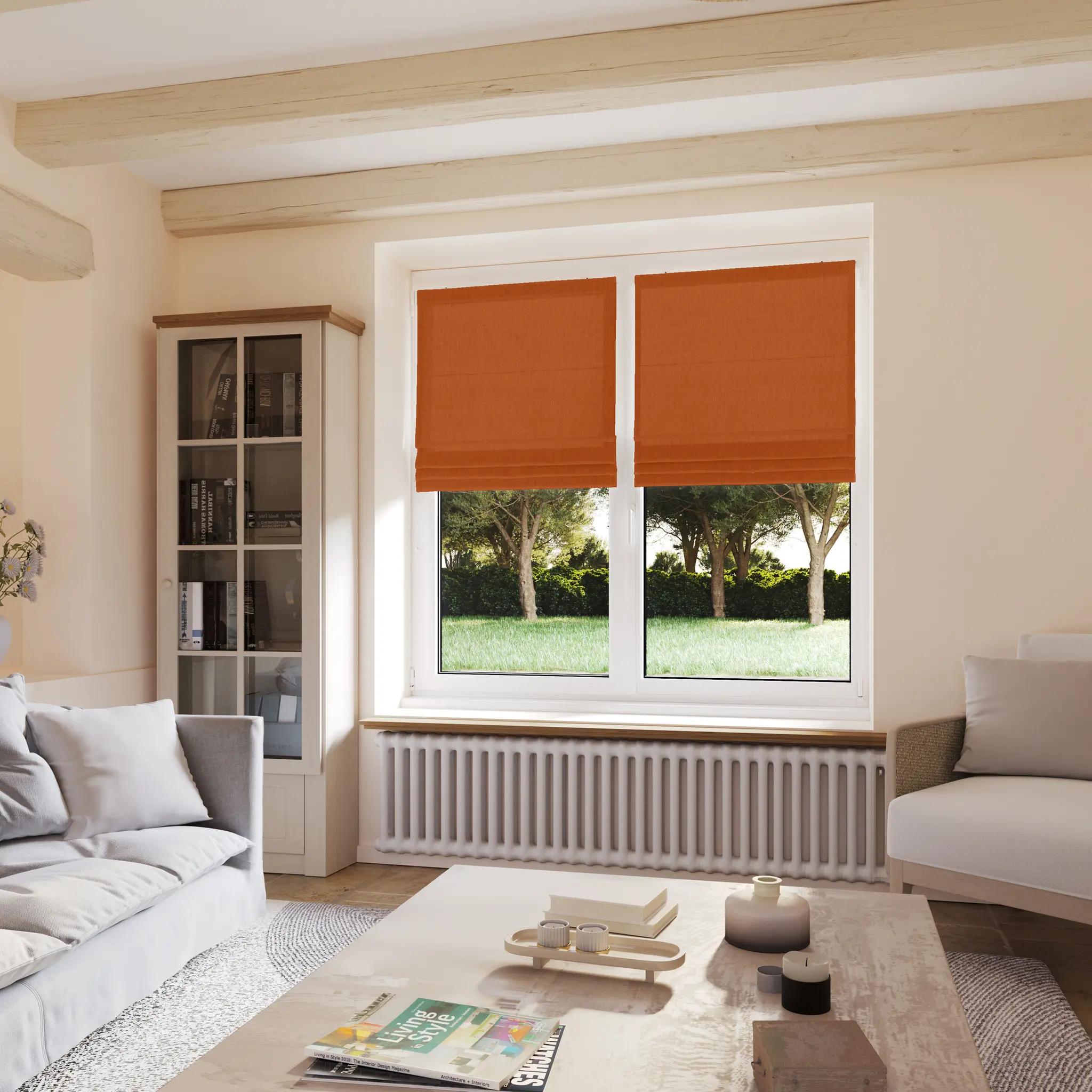 Stores bateaux lin cognac - sur mesure - durable et élégant - design épuré