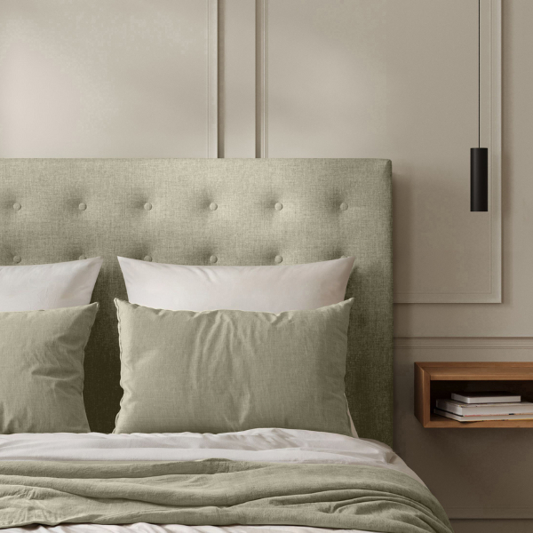 Tête de Lit Capitonnée Toile de Jute Gris clair