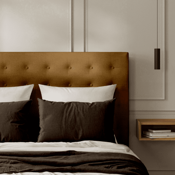 Tête de lit Capitonnée Velours Camel