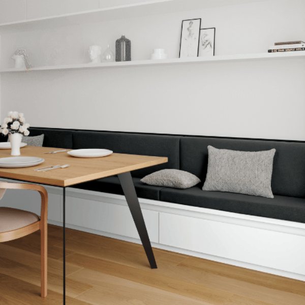 Coussin Banquette Intérieur Gris Anthracite Anti-tache - Oxford Passepoil Blanc