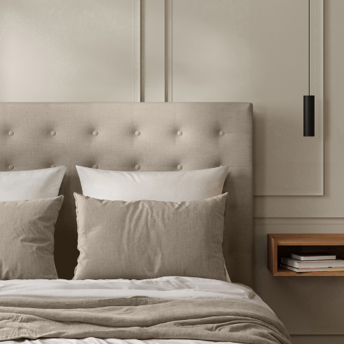 Tête de Lit Capitonnée Coton Beige