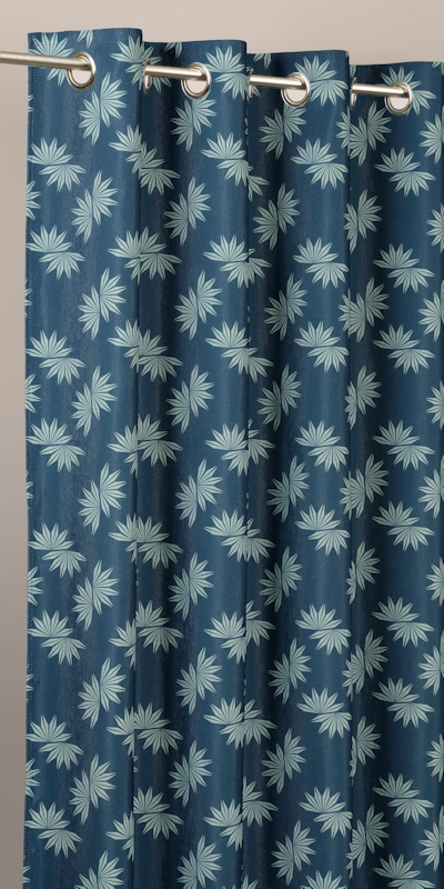 Rideaux à Fleurs Chanvre Marine