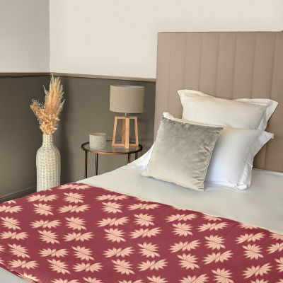 Chemin de Lit Fleurs Chanvre Bordeaux