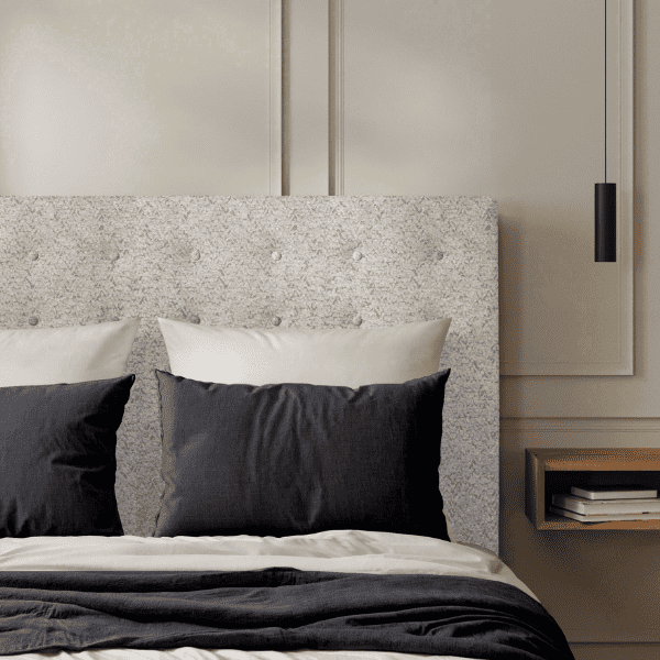 Tête de Lit Capitonnée - Bouclette Gris Perle