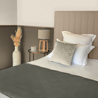 Chemin de lit Aspect Flanelle Taupe