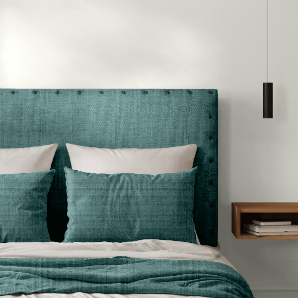 Tête de Lit Cloutée Chenillé Vert d'eau