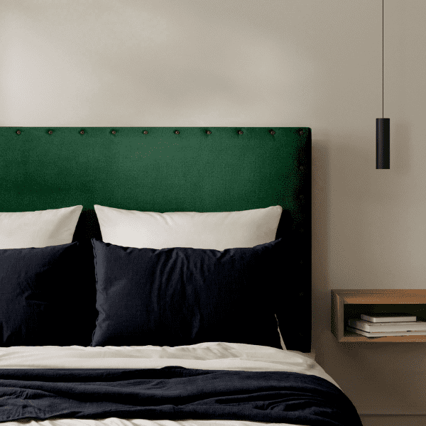 Tête de lit cloutée Velours Vert Sapin