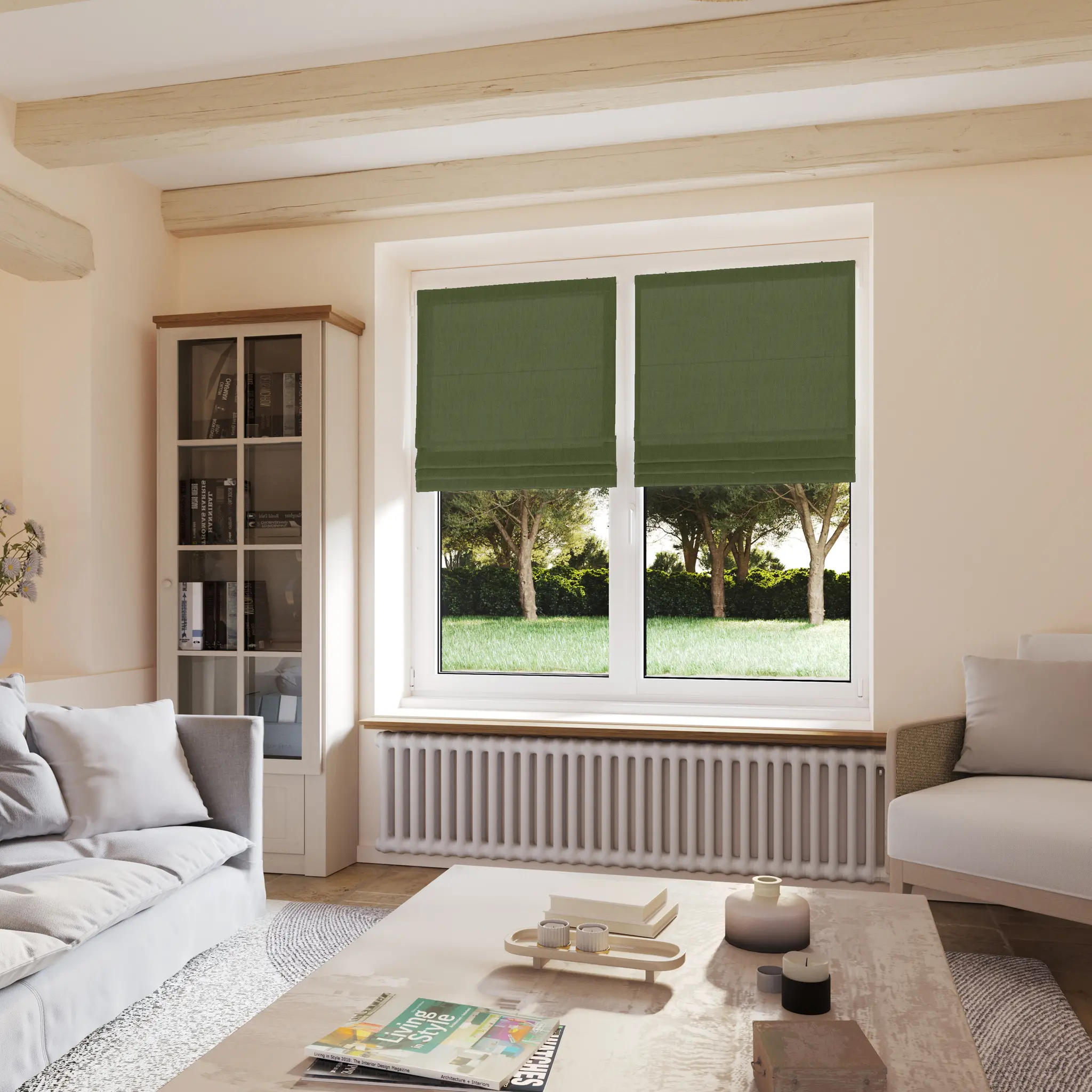 Stores bateaux Lin Vert Olive