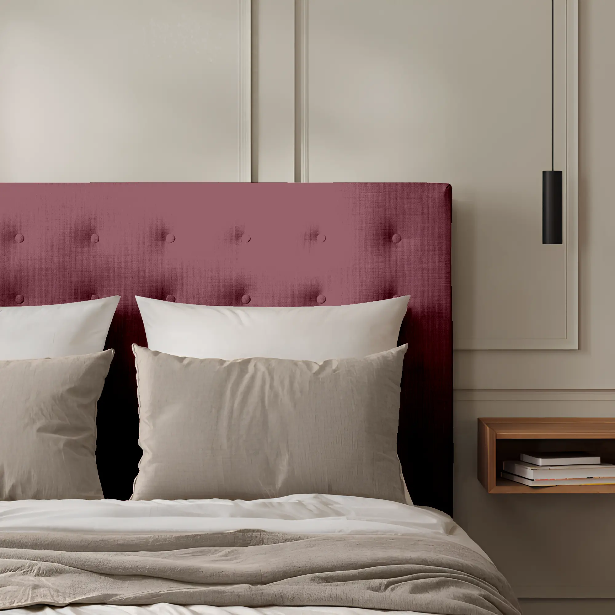 Tête de Lit Capitonnée Lin Prune