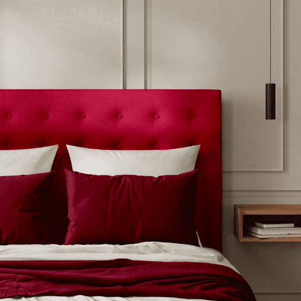 Tête de lit Capitonnée Velours Rouge Framboise