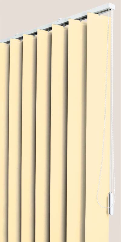 Stores californiens trapèzes tamisants unis vanille - polyester - sur mesure - motorisé - Fabrication française