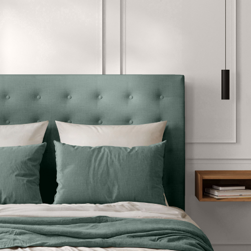 Tête de Lit Capitonnée Lin Vert de gris