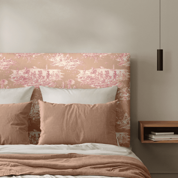 Tête de Lit Toile de Jouy Rose