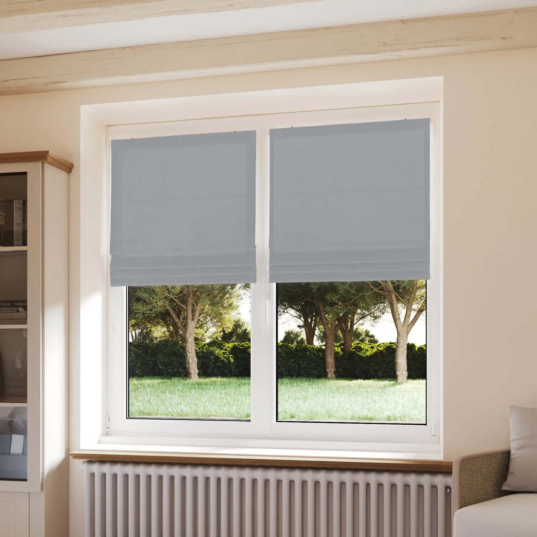 Stores Bateaux - Occultants gris argent - polyester - sur mesure - design épuré - fabrication française