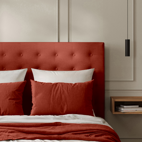 Tête de Lit Capitonnée Coton Terracotta