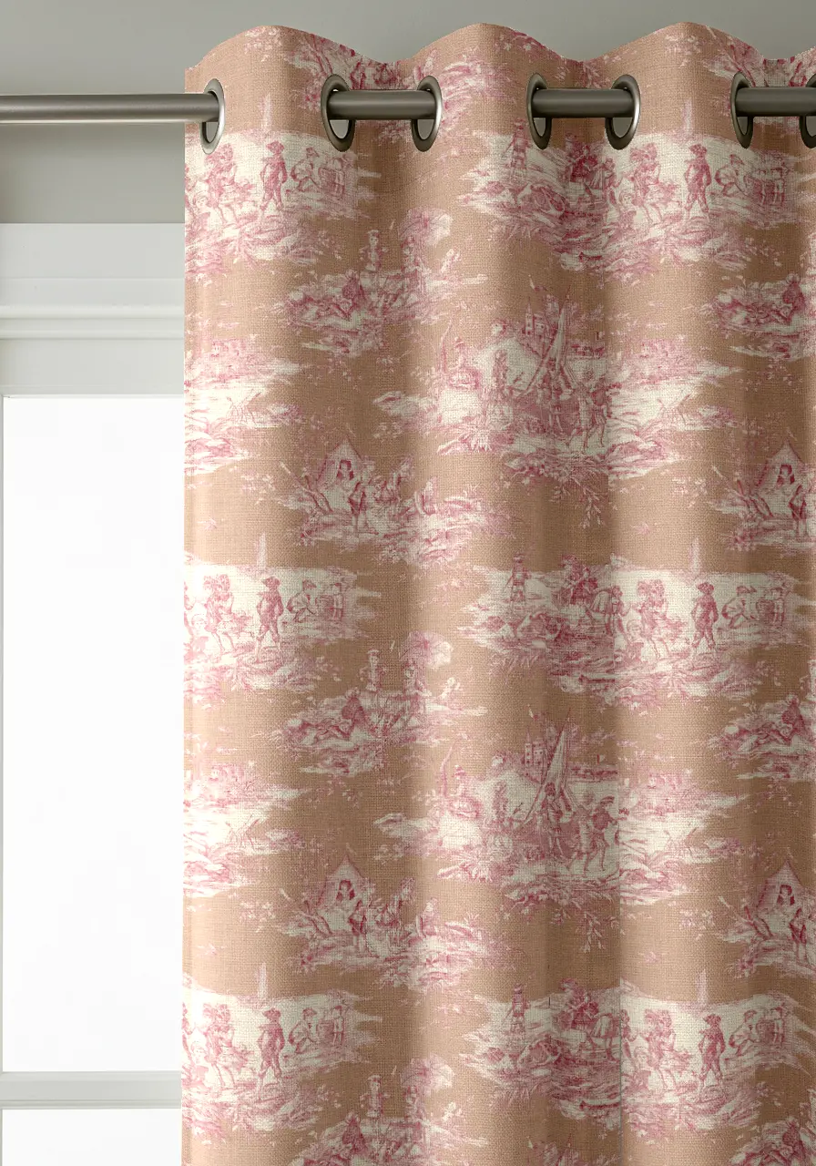 Rideaux Toile de Jouy rose
