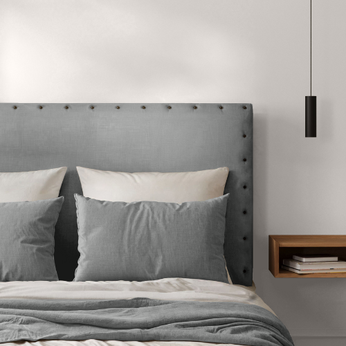 Tête de Lit Cloutée Gris Souris