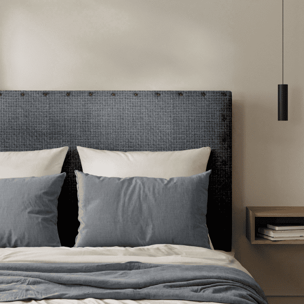 Tête de Lit Cloutée Maillé Gris Souris