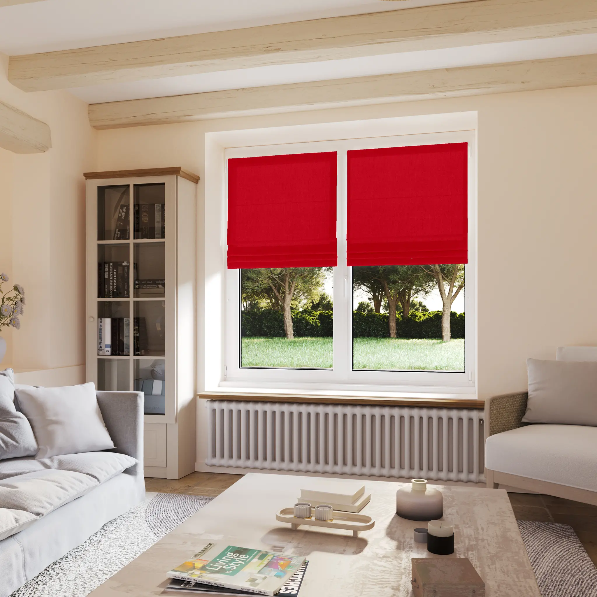 Stores bateaux lin rouge