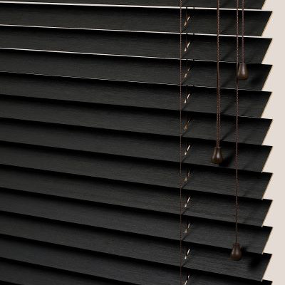 Store vénitien bois bambou noir - sur mesure - fabrication française - manuel double cordon ou motorisé Somfy