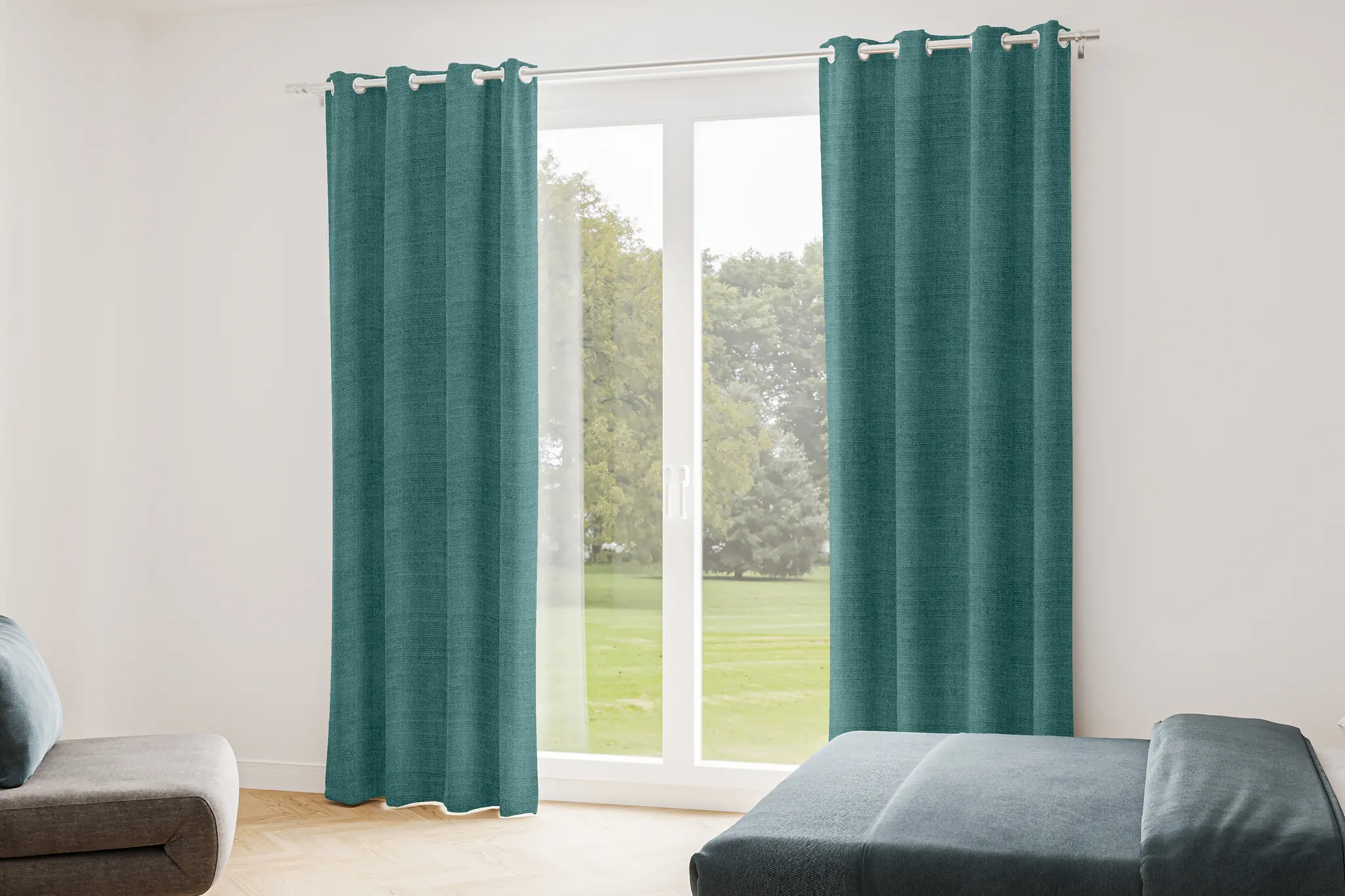 Rideau Tamisant Vert d'eau - Matière douce offrant un confort visuel cosy - Sur-mesure pour un ajustement impeccable - Rideaux Tamisants Chenillés