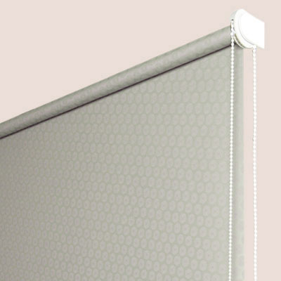 Store enrouleur tamisant gris à motifs - aspect pois - polyester - sur mesure - sans perçage - motorisé - Motorisé oui - durable et élégant