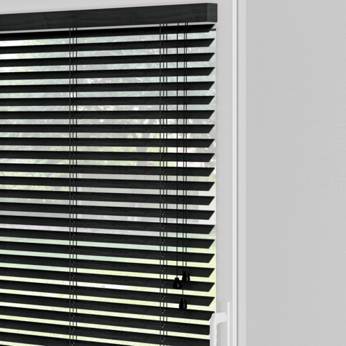 Store vénitien bois texturé noir - bois abachi texturé - sur mesure - fabrication française - design épuré - type de pose sans perçage ou vissée