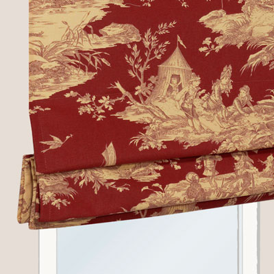 Store Bateau Toile de Jouy rouge bordeaux - coton - sur mesure - fabrication française - durable et élégant