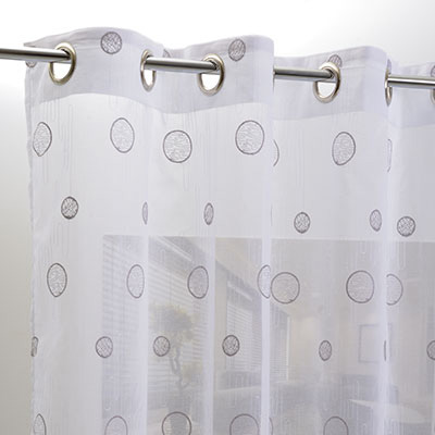 Voilages à Motifs Pastille Blanc Gris