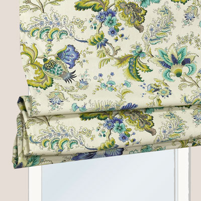 Store Bateau Fleurs Persepolis Bleu Ecru