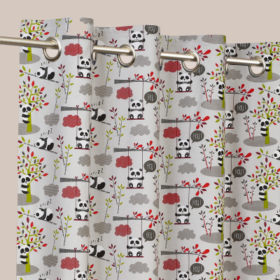 Rideaux Enfants Naifs - TISSU ENFANT PANDA GRIS