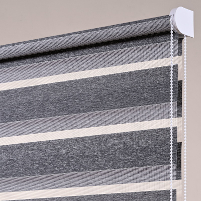 Stores enrouleurs jour nuit chinés cendre - polyester - sur mesure - sans perçage - fabrication française
