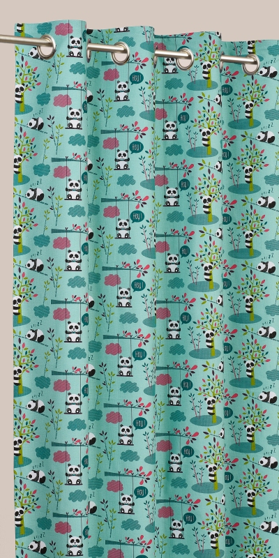 Rideaux Enfants Naifs - TISSU ENFANT PANDA TURQUOISE