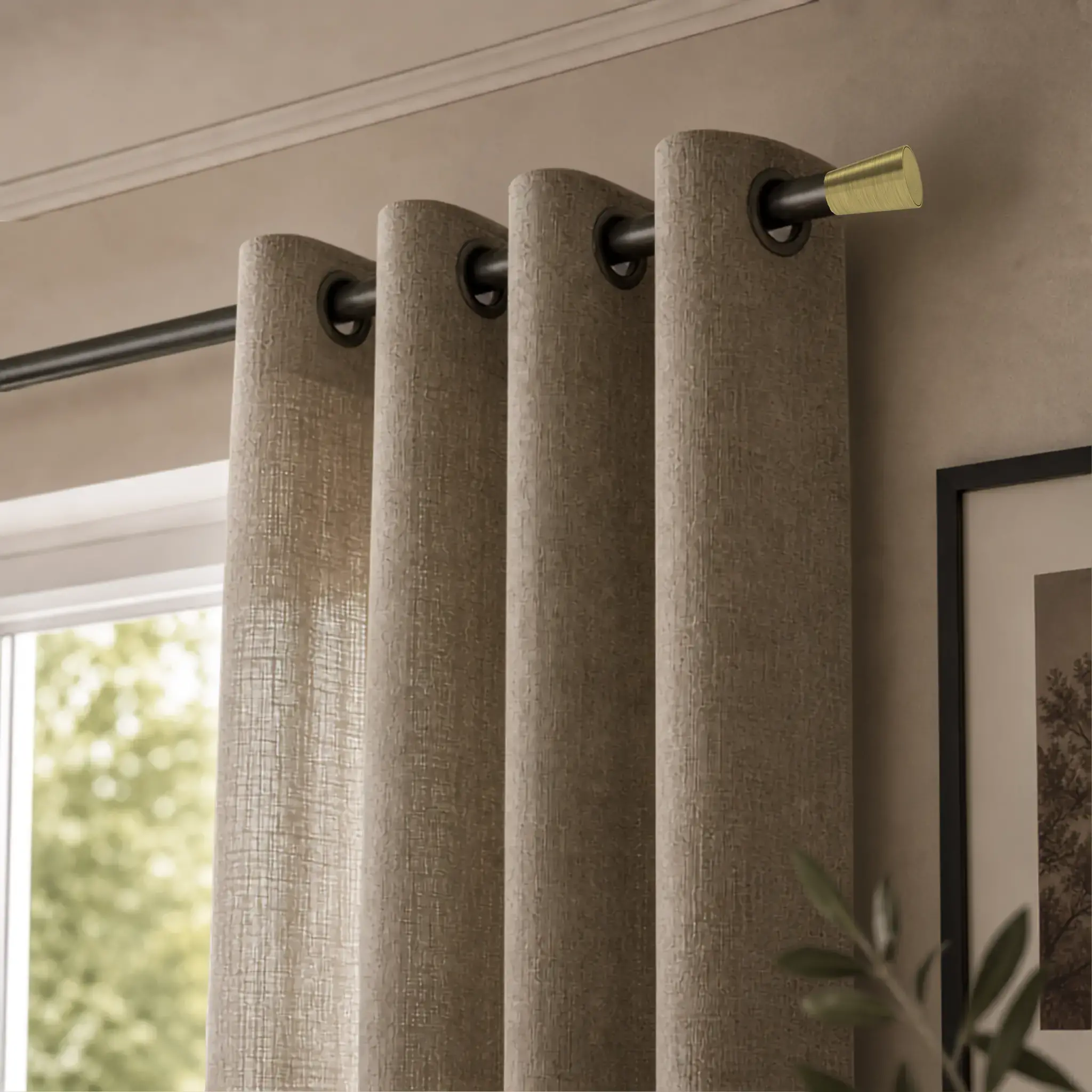 Tringle Décorative à Oeillets Bronze - Embout Pommeau - Support extensible 11-16 cm - Sur-mesure - Raffinée - Durable - Élégante