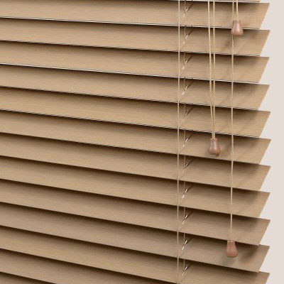 Store vénitien bois bambou beige - sur mesure - fabrication française - lames 50 mm naturel effet mat