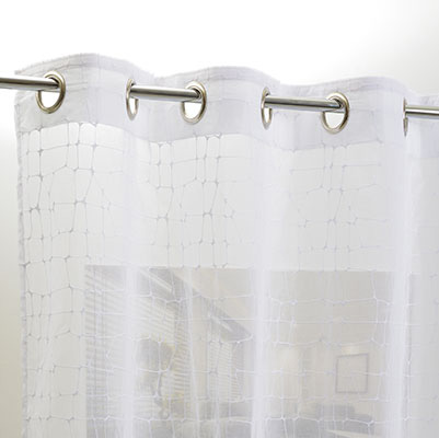 Voilages à Motifs Broderie Blanc