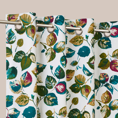 Rideaux à Fleurs Feuilles bleu