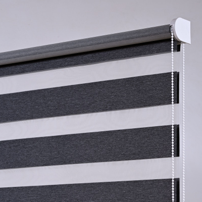 Stores enrouleurs jour nuit aspect flanelle anthracite - polyester - sur mesure - sans perçage - tamisant - Garantie 5 ans