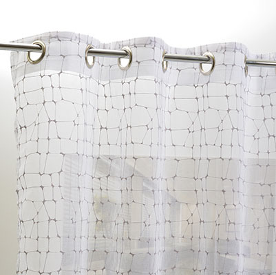 Voilages à Motifs Broderie Blanc Gris