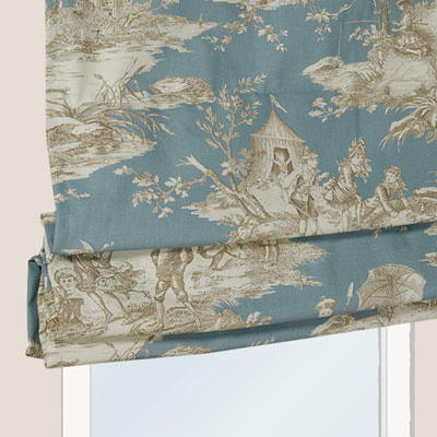 Store Bateau Toile de Jouy Bleu Ciel Beige